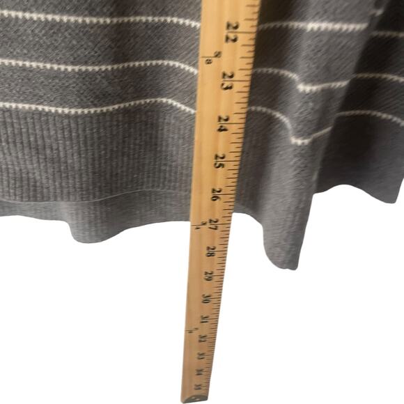 GAP Women Medium Grey Merino Wool Blend V Neck Striped Long Sleeve Sweater - Picture 8 of 8